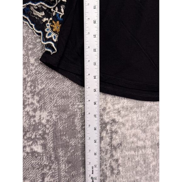 Anthropologie Blouse Medium Womens Akemi Kin Black Batwing Lace Floral Embroider - Picture 6 of 8